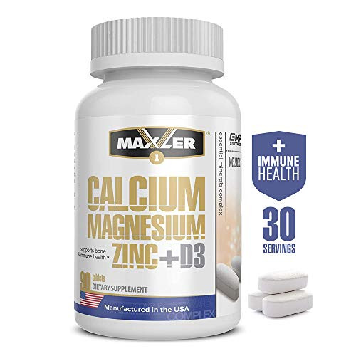 Maxler Calcium Magnesium Zinc Plus Vitamin D3  Essential Minerals Supplement  Calcium 1000mg Magnesium 600mg Zinc 15mg Vitamin D3 600IU  Immune Support  90 Calcium Magnesium Zinc D3 Tablets