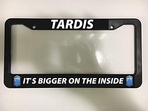 EHAKB Frame Tardis ITS Bigger ON The Inside Doctor Who Black License Plate Frame New 12  X 6