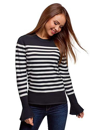 oodji Ultra Women s Striped Crew Neck Pullover Blue US 0 / EU 34 / XXS