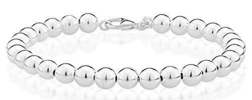 MiaBella 925 Sterling Silver Italian Handmade 6mm Bead Ball Strand Chain Bracelet for Women 7 7 5 8 Inch Made in Italy 8 0