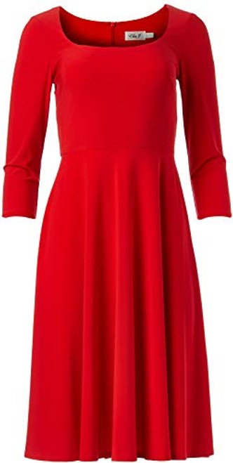 Eliza J Women s Plus Size 3/4 Sleeve Scoop Neck FIT and Flare Dress Poppy 20W