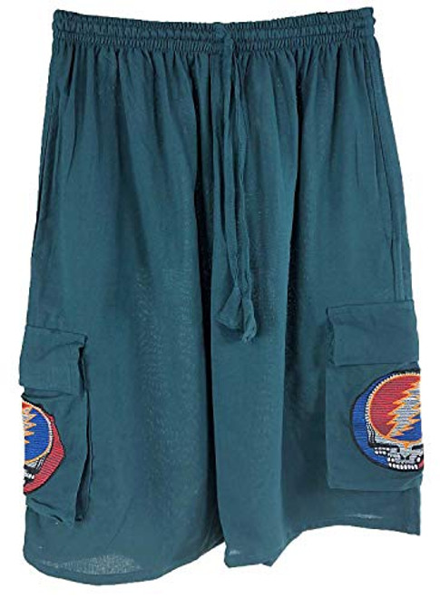 Jedzebel Embroidered Steal Your Face Men s Cargo Shorts  Jayli  Grateful Dead  GD117 2XLarge Teal Jedzebel Embroidered Steal Your Face Men s Cargo Shorts  Jayli  Grateful Dead  GD117 2XLarge Teal