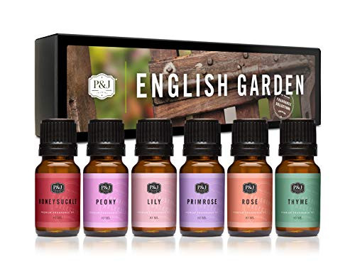 English Garden Set of 6 Fragrance Oils  Premium Grade Scented Oil  10ml  Rose Honeysuckle Thyme Primrose Lily Peonies