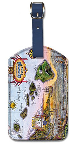 Pacifica Island Art Leatherette Luggage Baggage Tag  Old Hawaii Map by Strickland