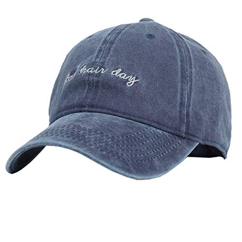 Vintage Hat BadHairDay Dad Embroidered BaseballCap Distressed Blue