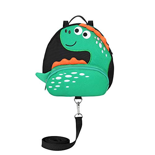 EPLAZA Toddler Baby Little Dinosaur Leash Backpack with Anti Lost Wrist Leash for Child Kid Safety Walking Little Dinosaur Black