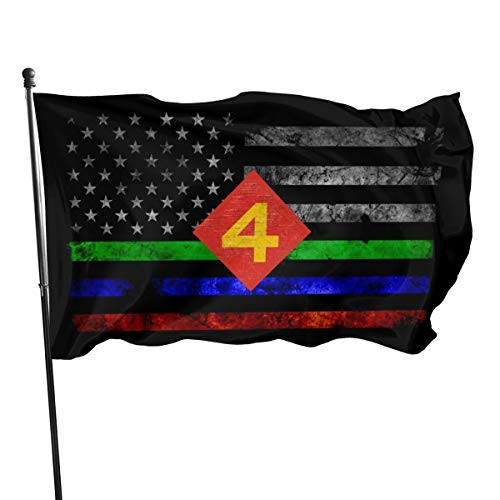 EROOU8W USMC Marine Marines 4th Marine Division Flag Outdoor Flags Family Flags Garden Flags American Flags 3x5 Feet