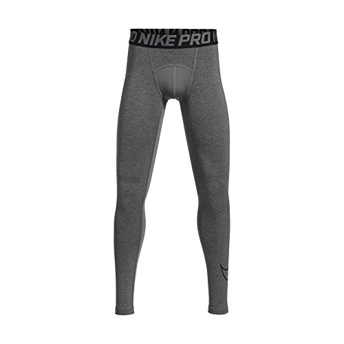 NIKE Boys Pro Training Tights Carbon Heather/White Large NIKE Boys Pro Training Tights Carbon Heather/White Large