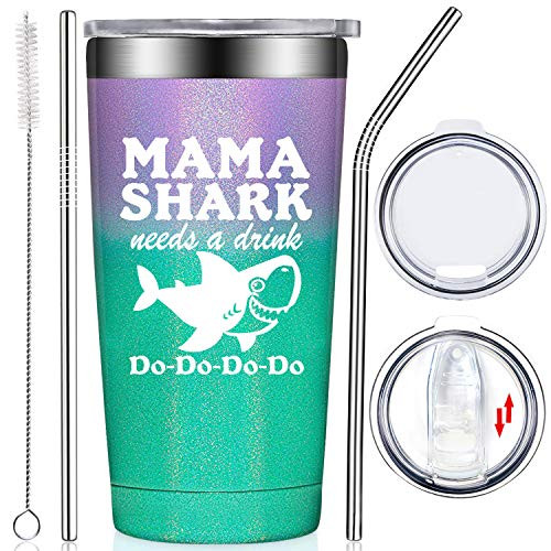 Fufendio Gifts for Mom Mama Shark Needs a Drink Funny Best Mom Birthday Gifts from Daughter Son Kids Mother s Day Present Idea for New Mom Mommy Wife Women Tumbler Cup with Lid and Straw Fufendio Gifts for Mom Mama Shark Needs a Drink Funny Best Mom Birthday Gifts from Daughter Son Kids Mother s Day Present Idea for New Mom Mommy Wife Women Tumbler Cup with Lid and Straw