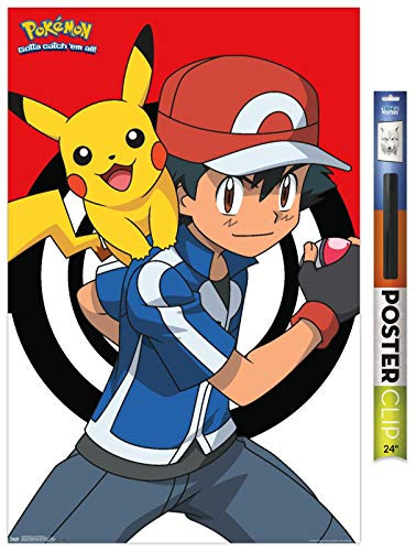 Trends International Pokemon  Ash and Pikachu Wall Poster 22 375  x 34  Poster  Clip Bundle