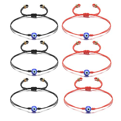 Evil Eye Bracelet Anklet Nazar Kabbalah Red Protection BFF Friendship Ojo Turco Good Luck String Bracelets for Women Men Family 6PCS Evil Eye Bracelet Anklet Nazar Kabbalah Red Protection BFF Friendship Ojo Turco Good Luck String Bracelets for Women Men Family 6PCS