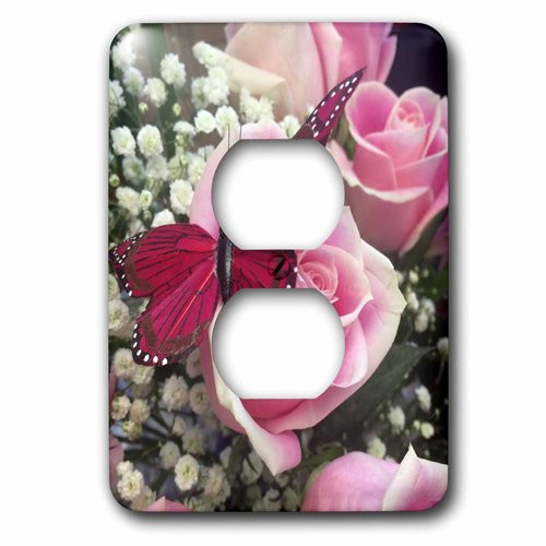 3dRose lsp_212337_6 Image of a Pink Butterfly 2 Plug Outlet Cover Multicolor