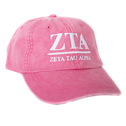 Zeta Tau Alpha B Sorority Embroidered Baseball Hat Cap Cursive Name Font ZTA Hot Pink  B