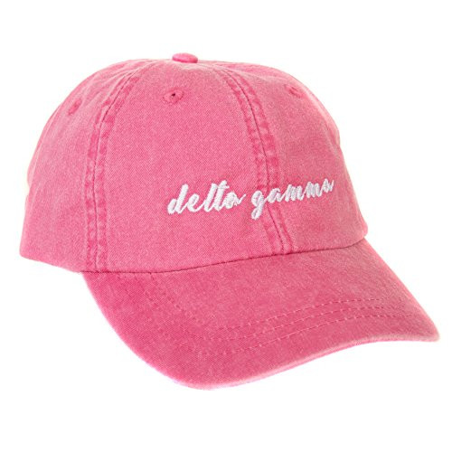 Delta Gamma Sorority N Baseball Hat Cap Cursive Name Font Adjustable Leather Strap dg Hot Pink  N