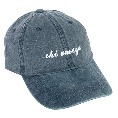 Chi Omega N Sorority Baseball Hat Cap Cursive Name Font chi o Midnight Blue