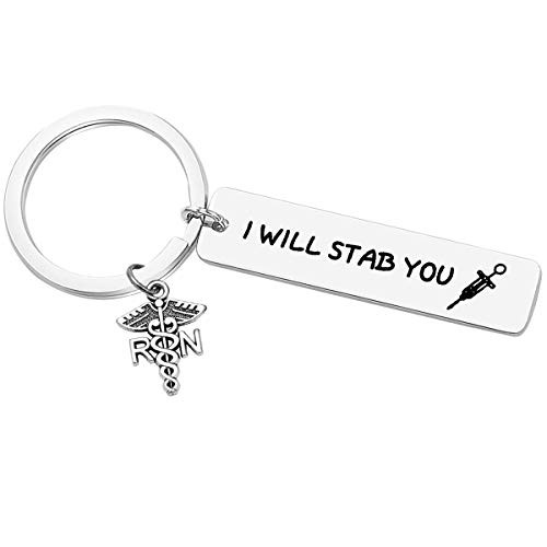 Nurse Graduation Keychain Gift  I Will Stab You Encourage Keyring Personalized Keychain Gift for Friend Medical Students Phlebotomy Keychain Birthday Christmas Gift for Nurse