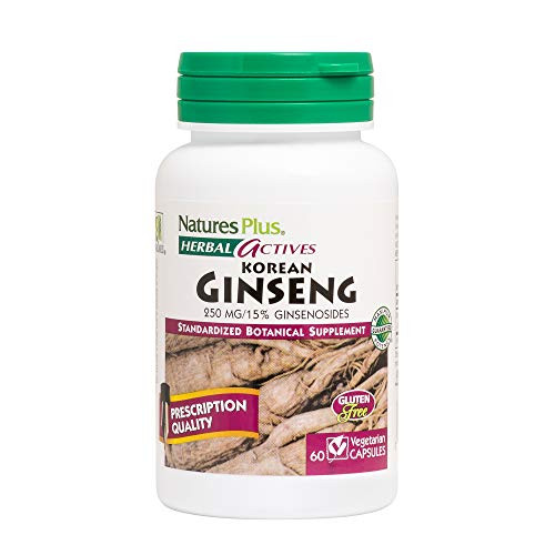 NaturesPlus Herbal Actives Korean Ginseng 250 mg 60 Vegan Capsules Adaptogenic Herbal Supplement Antioxidant Vegetarian GlutenFree 60 Servings NaturesPlus Herbal Actives Korean Ginseng 250 mg 60 Vegan Capsules Adaptogenic Herbal Supplement Antioxidant Vegetarian GlutenFree 60 Servings