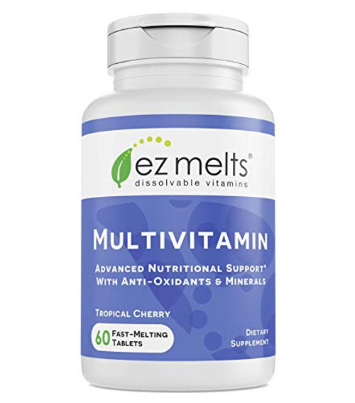 EZ Melts Multivitamin with Iron Sublingual Vitamins Vegan Zero Sugar Natural Cherry Flavor 60 Fast Dissolve Tablets