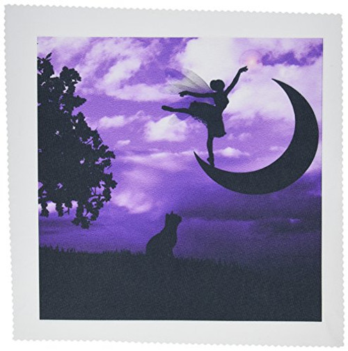 3dRose qs_111099_5 Fairy Dancing on Crescent Moon with Cat and Purple Sky-Quilt Square, 14 by 14-Inch 3dRose qs_111099_5 Fairy Dancing on Crescent Moon with Cat and Purple Sky-Quilt Square, 14 by 14-Inch