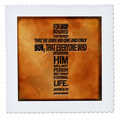 3dRose qs_29092_5 John 3 16 Bible Verse Embossed on a Copper Background-Quilt Square, 14 by 14-Inch