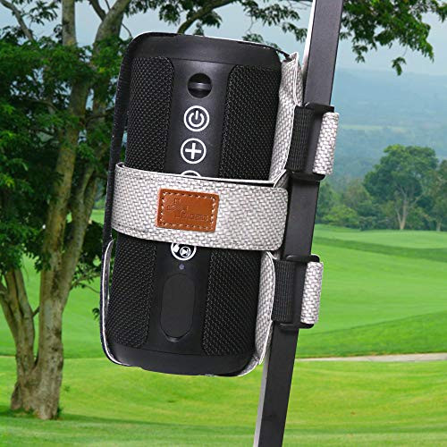 FAGERS Portable Speaker Mount for Golf Cart Railing Adjustable Speaker Mount Holder Strap Fits Most Bluetooth Wireless Speakers Attachment Accessory Bar Rail Light Grey
