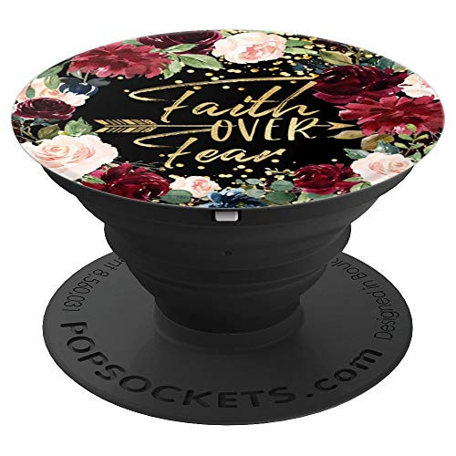 Faith Over Fear Psalm 1186 Bible Verse Floral Polka Dots PopSockets Grip and Stand for Phones and Tablets