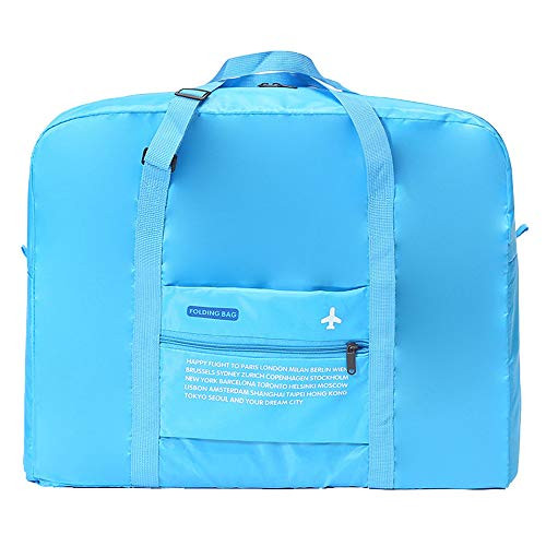 Falytemow Packable Travel Duffel Bag Foldable Waterproof Carry Storage Luggage Tote Lightweight Large Capacity Portable Luggage Bag for Suitcase Trolley handles Travel Duffel Shoulder Tote Bag Blue