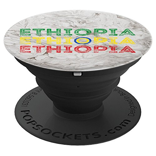 Ethiopia Text Flag  Minimalist Ethiopian Marble Design PopSockets Grip and Stand for Phones and Tablets