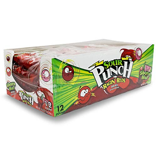 Sour Punch Bites Reds Fruit Flavors 3 5oz Bag 12 Pack Cherry Strawberry Watermelon  Raspberry Chewy Candy 3 5 Ounce Bag 12 Pack