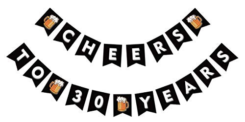 Cheers to 30 Years Banner 30th Anniversary Bunting Beer 30th Birthday Sign for Adult Birthday Party Cheers to 30 Years Banner 30th Anniversary Bunting Beer 30th Birthday Sign for Adult Birthday Party