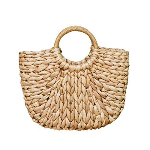 Summer Straw Bag for Women Rattan Handwoven Tophandle Handbag Beach Sea Straw Rattan Tote Clutch Bags
