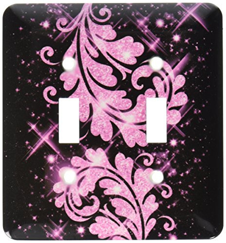 3dRose lsp_41090_2 Floral Glitter Swirls Double Toggle Switch Pink