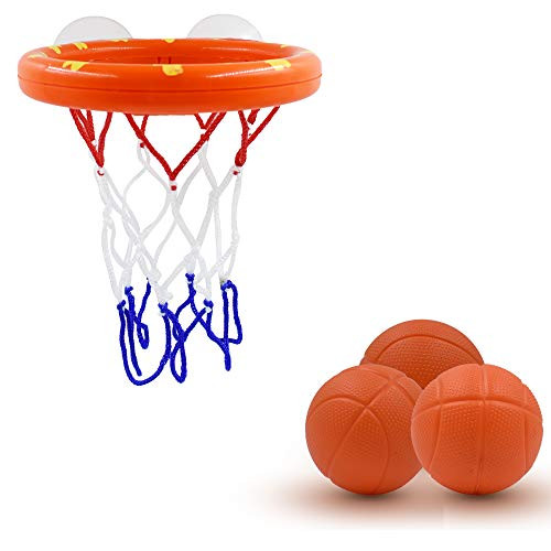 LiXiongBao Bath Toy Basketball Hoop  Balls Playset Bathtub Shooting Game Bathroom Toy Office Ball Toy Dunk Game with Strong Suction Cups for BoysGirlsKids and Toddlers Gift Set 3 Balls  1 Basket