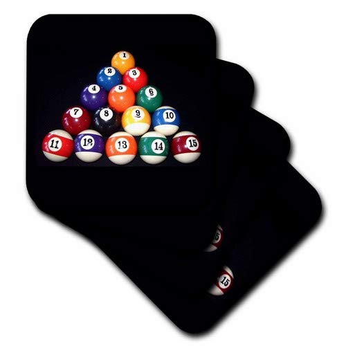 3dRose LLC Billiards Balls Pool Coaster, Soft, Set of 4
