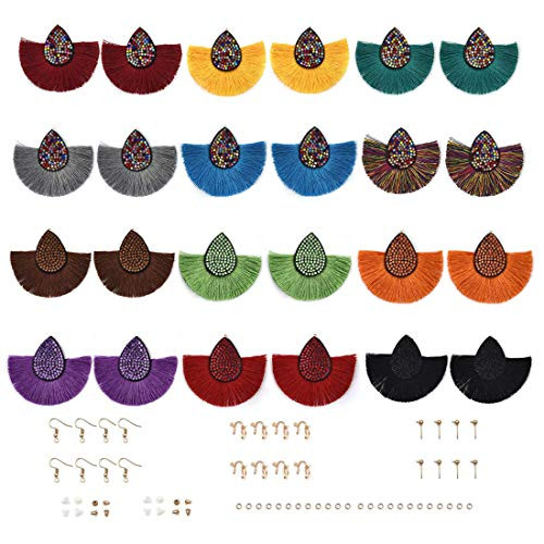 LANBEIDE 12 Pairs Bohemian Fringe Silky Dangle Earrings Findings and Backs DIY Statement Tassel Earrings Boho Dangle Earrings for Women Girls LANBEIDE 12 Pairs Bohemian Fringe Silky Dangle Earrings Findings and Backs DIY Statement Tassel Earrings Boho Dangle Earrings for Women Girls
