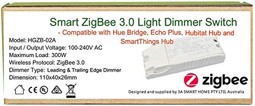110240V Smart ZigBee Light Dimmer Switch Compatible with Echo Plus and Other Compatible ZigBee Hub or Bridge to Control Normal Lights Home Automation and Voice Control 