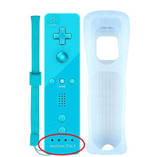 Remote Controller with Motion Plus Inside for Wii WiiU AndThere 2 in 1 Remote Plus Controller with Silicon Case Wrist Strap Compatible with Nintendo Wii Wii U