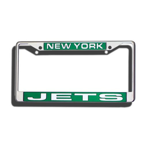 Rico Industries NFL New York Jets Laser Cut Inlaid Standard Chrome License Plate Frame Rico Industries NFL New York Jets Laser Cut Inlaid Standard Chrome License Plate Frame