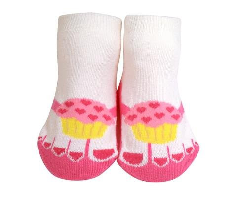 JazzyToes Flip Flop Cupcake Cutie Infant and Baby Cotton Socks 012 months