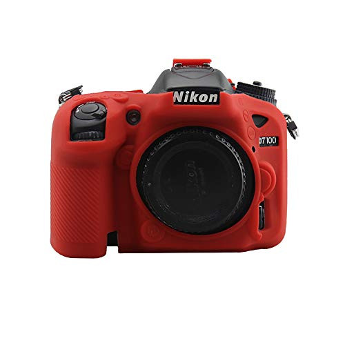 Adventurers Nikon D7200 D7100 Camera Housing Camera Body Case Cover Soft Silicone Protective Accessory Rubber Detachable Protection Camera Bag for Nikon D7200 D7100 Red