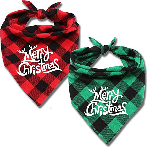 TAntrix Dog Bandana Christmas Pets Scarf Classic Buffalo Plaid Triangle Bibs Washable Adjustable Kerchief Set Pet Costume Accessories Decoration for Dogs Cats Pets