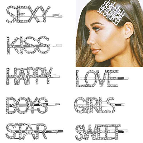 8PCS Sparkly Letter Bobby Hair Pins Headwear Hair Clip Word Barrettes Crystal Hairpin Slide Rhinestones Hair Clip Hair Styling Accessories for Women Girls 8PCS Sparkly Letter Bobby Hair Pins Headwear Hair Clip Word Barrettes Crystal Hairpin Slide Rhinestones Hair Clip Hair Styling Accessories for Women Girls