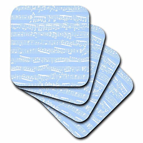 3dRose cst_151355_1 Light Blue Musical Notes-Stylish Sheet Music-Piano Notation-Modern Contemporary Musician Gifts-Soft Coasters, Set of 4 3dRose cst_151355_1 Light Blue Musical Notes-Stylish Sheet Music-Piano Notation-Modern Contemporary Musician Gifts-Soft Coasters, Set of 4
