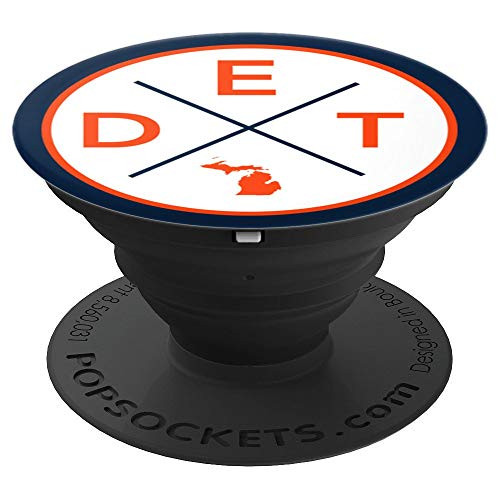 Detroit Baseball Michigan State Map Outline PopSockets Grip and Stand for Phones and Tablets
