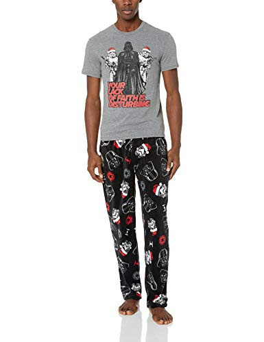 Star Wars Men s Holiday Darth Vader Two Piece Pajama Set Trooper Gray M