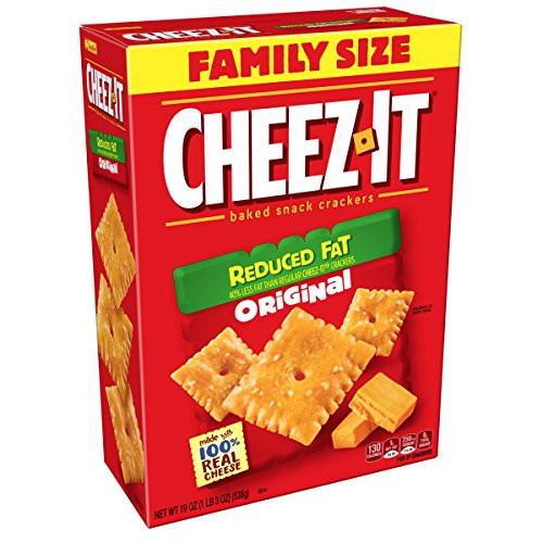 CheezIt Baked Snack Cheese Crackers Reduced Fat Original Made with 100 Real Cheese Family Size 19oz Box