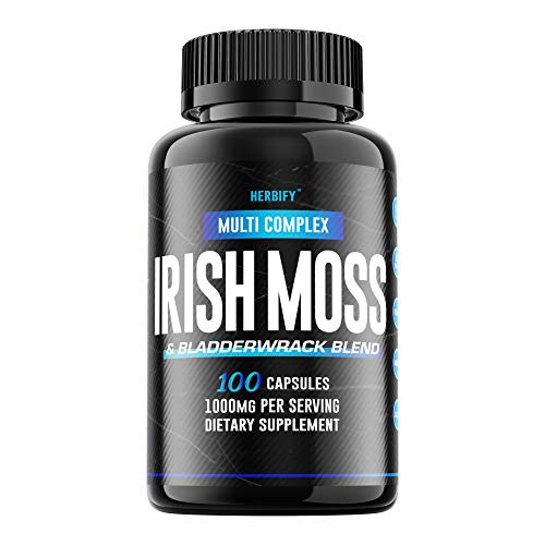 HERBIFY Irish Sea Moss Organic  Double Mix Bladderwrack and Sea Moss Capsules 1000mg  Restore for Gut Health Supports Gastrointestinal Health Digestive System Immune Function  Irish Moss