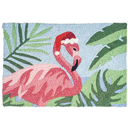 Festive Flamingo Holiday Machine Washable 20  x 30  Jellybean Accent Rug