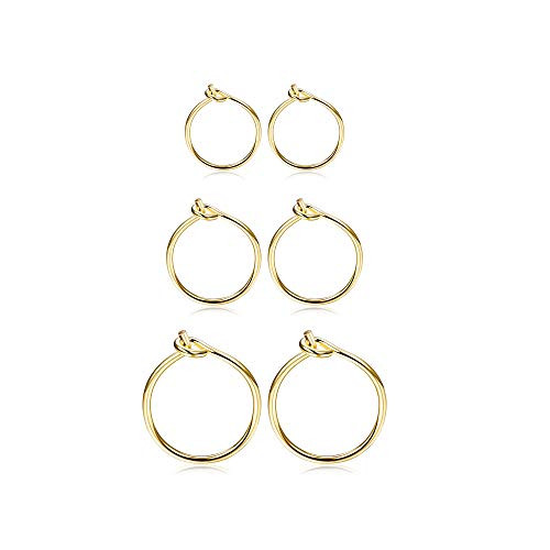 Fiasaso 3 Pairs 925 Sterling Silver Hoop EarringsFiasaso 3 Pairs 925 Sterling Silver Hoop Earrings For Women Girls Small Hoop Earrings Sleeper Earrings Piercing Jewelry Set 6MM 8MM 10MM Gold