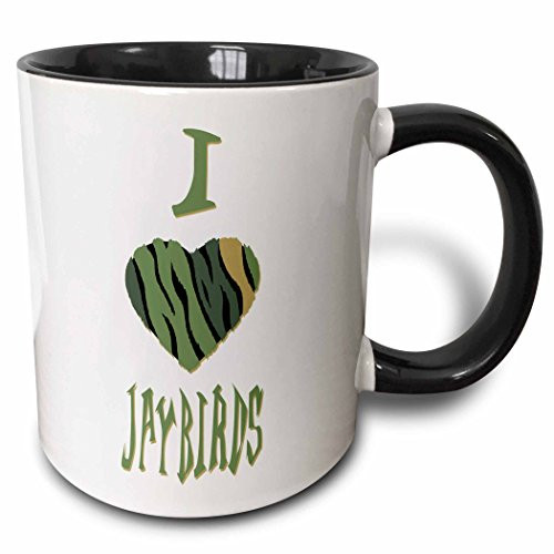 3dRose Camo Colored Striped I Love Jaybirds Two Tone Mug 11 oz Black/White
